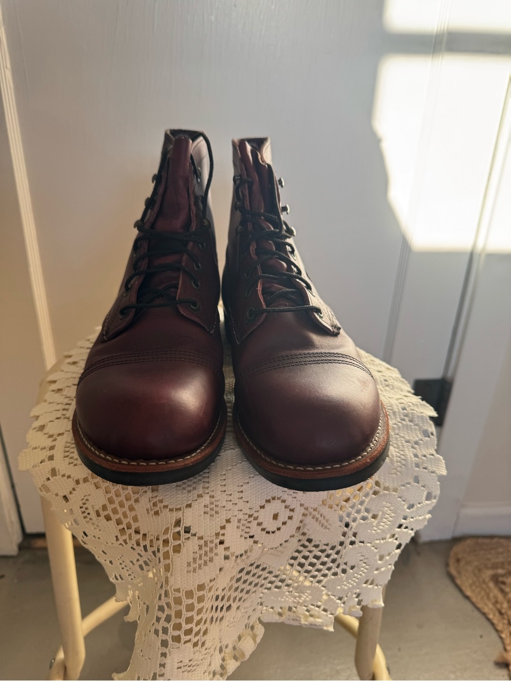 Red Wing Shoes Men's Burgundy Leather Lace-Up Work Boots